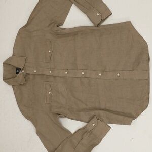 French Linen Pearl Snap Shirt Boggi Milano Italian Designer Men's S or Unisex